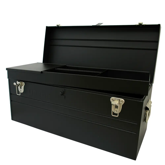 D8C20 Caja metálica con asa de metal 23" X 10" X 11" color negro, uso pesado, Urrea