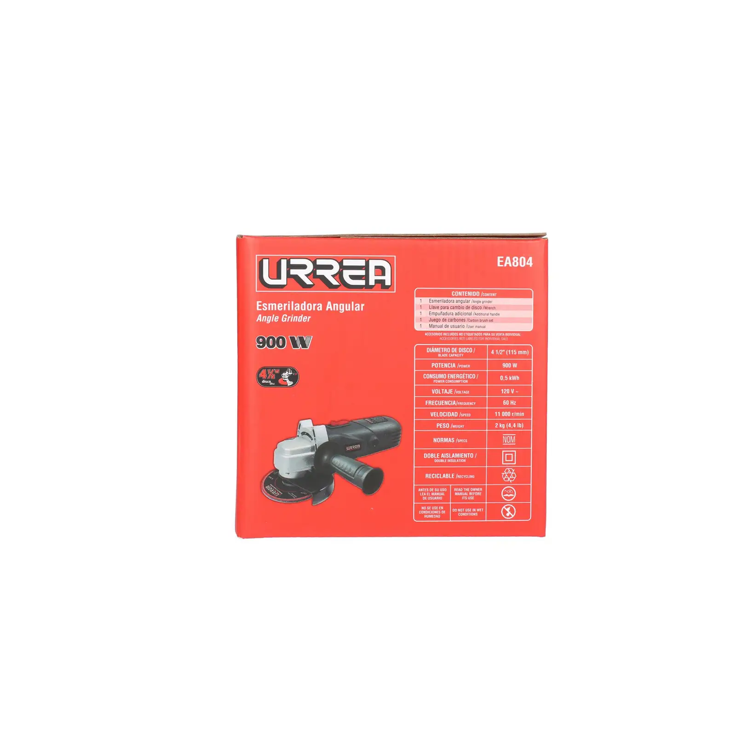 EA804 Pulidora 4-1/2" 900W, uso pesado, Urrea