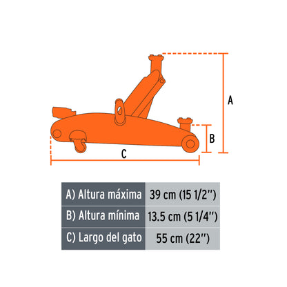 GAPA-250 Gato hidráulico tipo zorra, 2.5 toneladas
