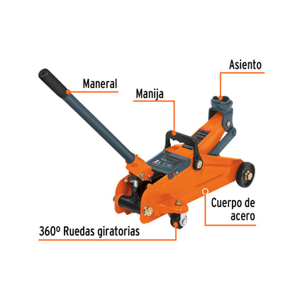 GAPA-2EM Gato hidráulico tipo zorra, 2 ton con maletín