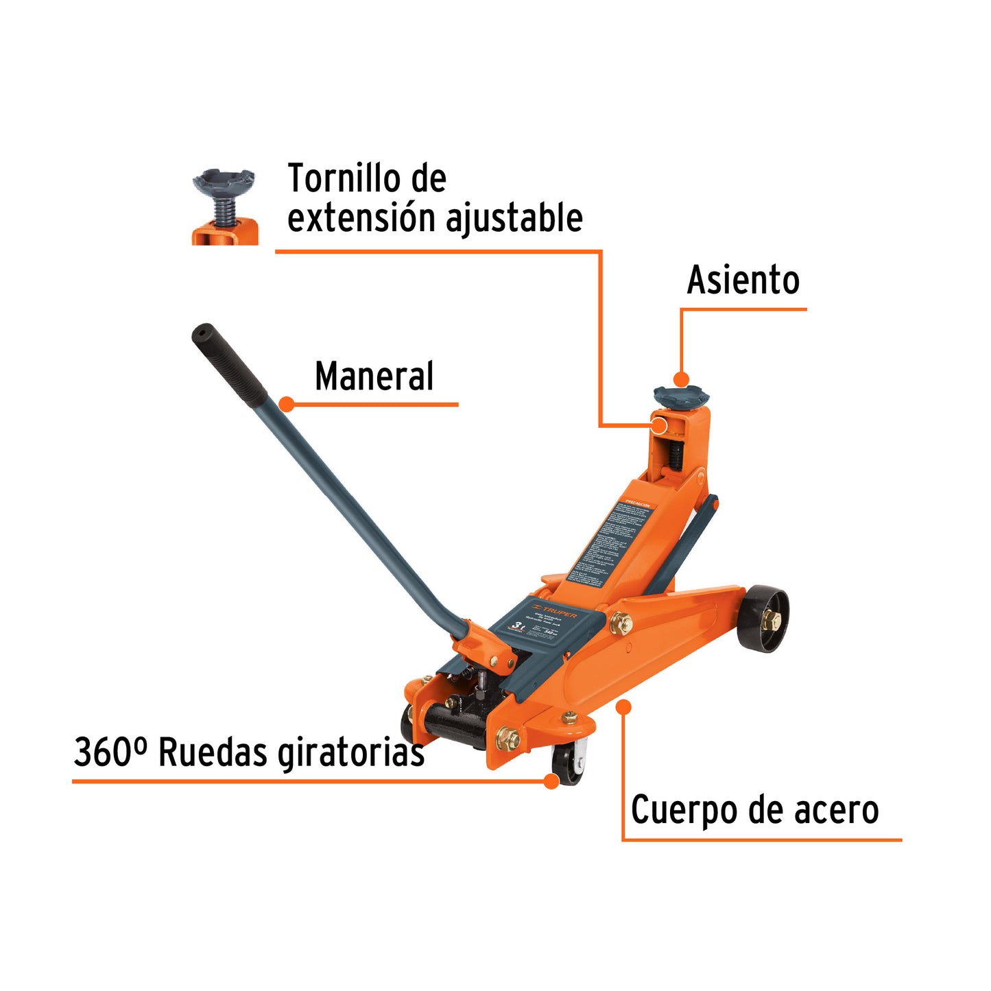 GAPA-300 Gato hidráulico tipo zorra, 3 toneladas