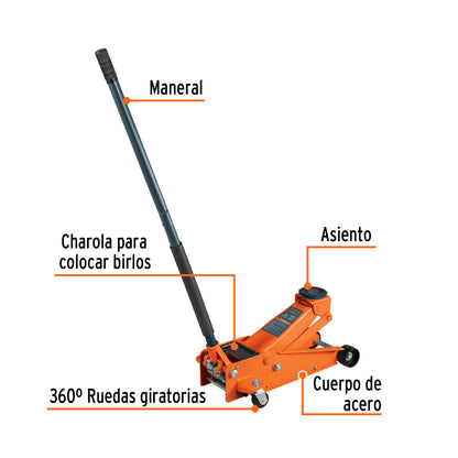 GAPRO-300 Gato hidráulico tipo zorra profesional, 3 toneladas