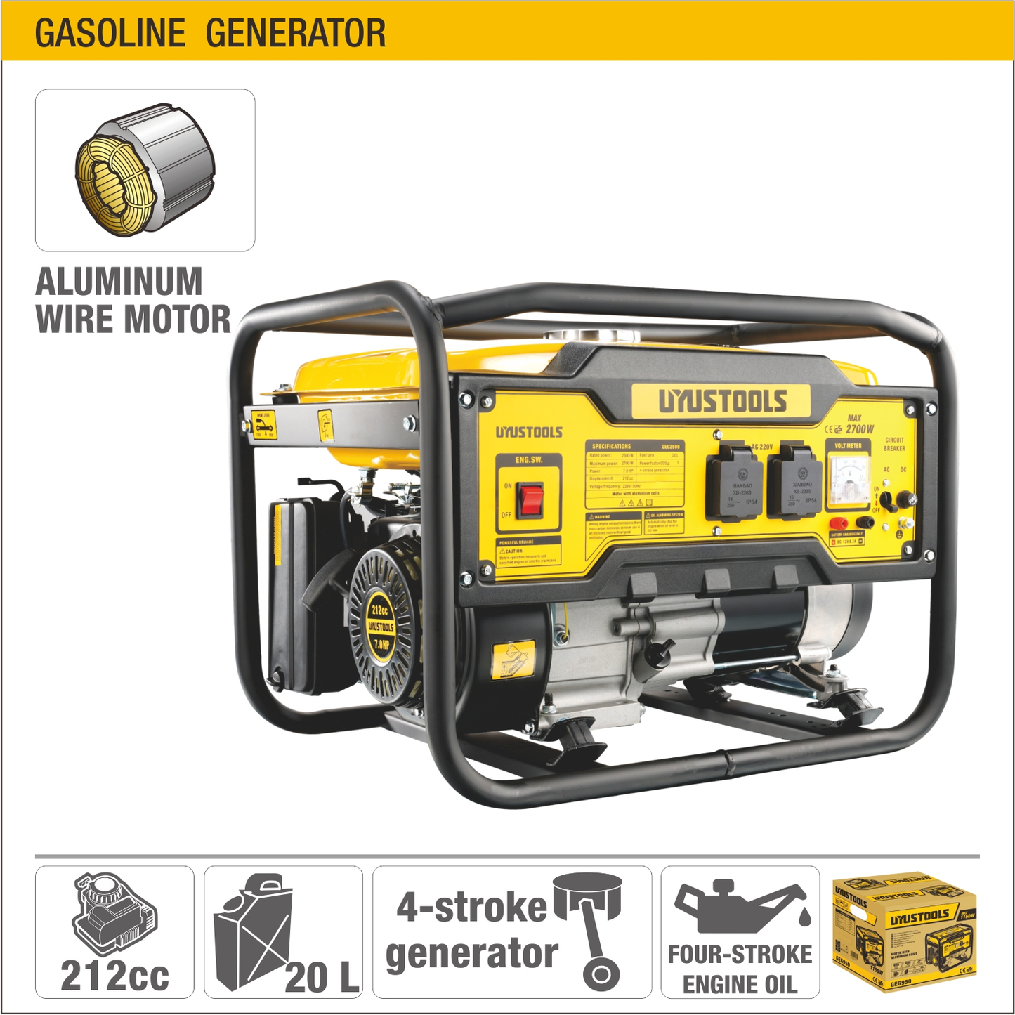 GEG2500 Generador eléctrico a gasolina 2500W/2700W