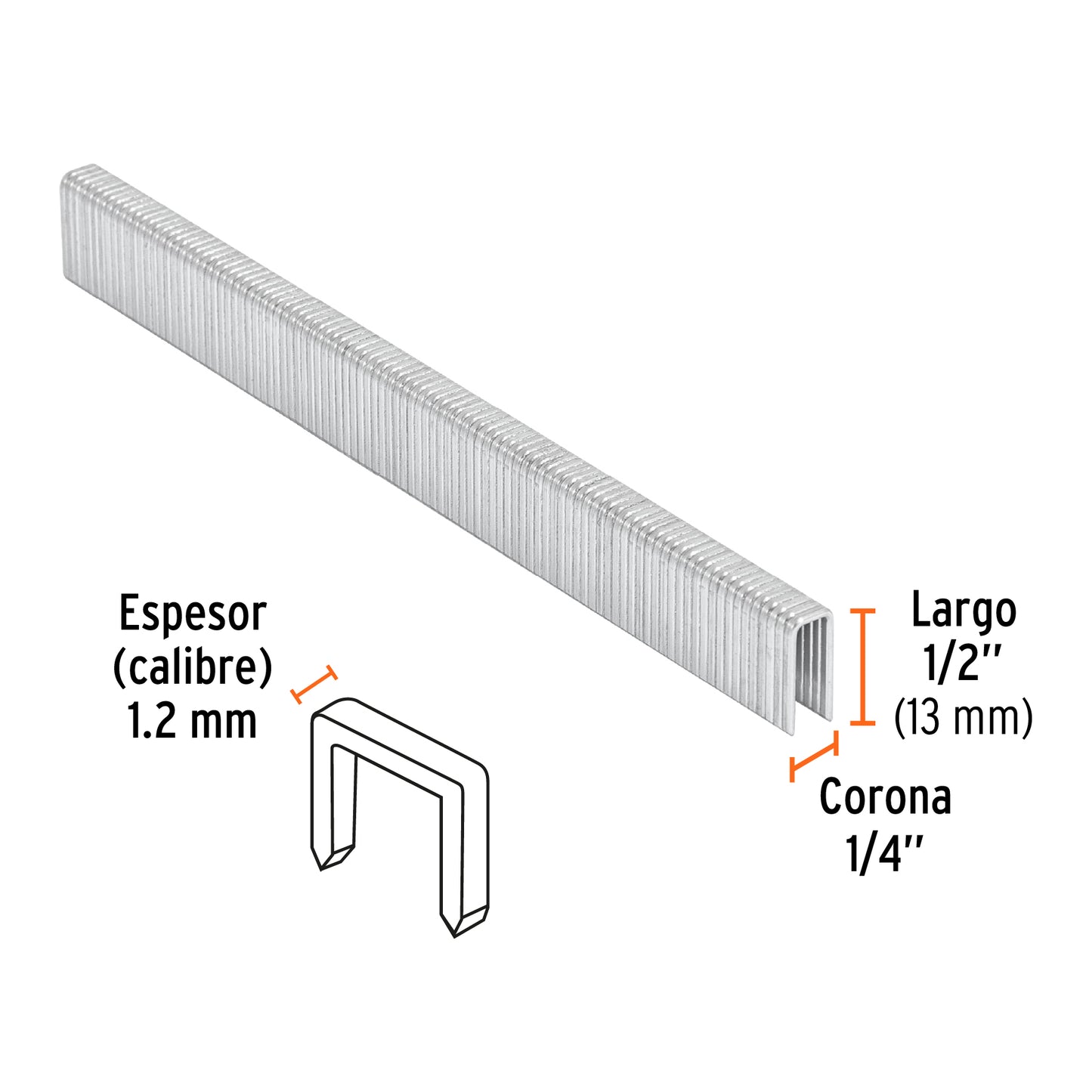 GRANEU-1/4-13 Grapas para grapadora neumática ENEU-1/4, 13mm, 5,000 pzas