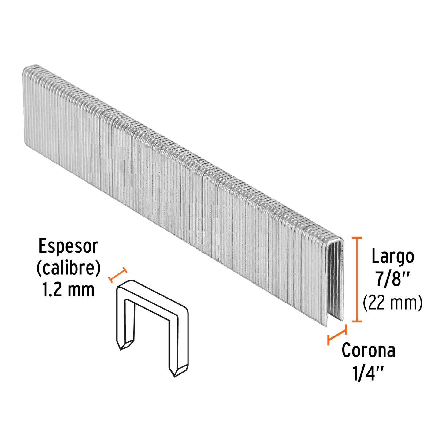 GRANEU-1/4-22 Grapas para grapadora neumática ENEU-1/4, 22mm, 5,000 pzas