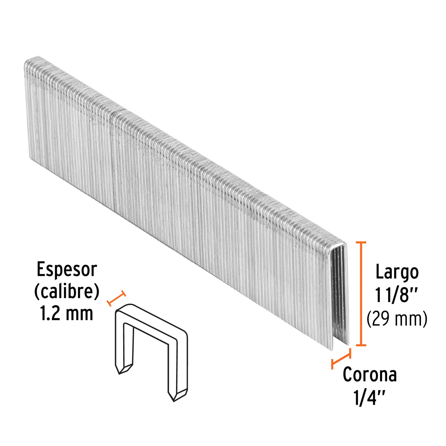 GRANEU-1/4-28 Grapas para grapadora neumática ENEU-1/4, 28mm, 5,000 pzas