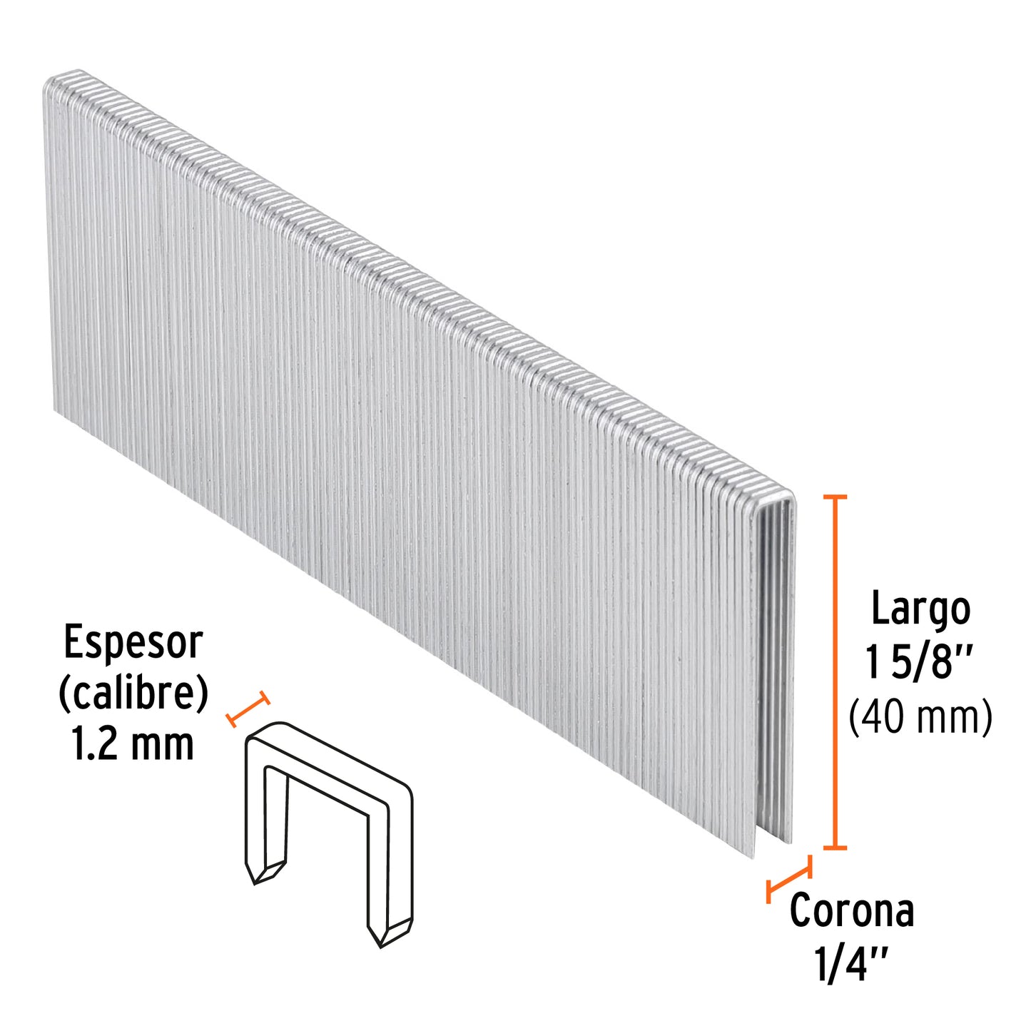 GRANEU-1/4-40 Grapas para grapadora neumática ENEU-1/4, 40mm, 5,000 pzas