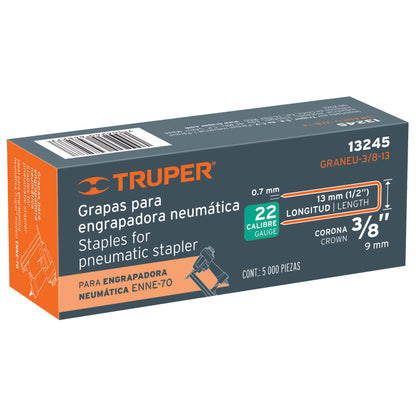 GRANEU-3/8-13 Grapas para grapadora neumática ENEU-3/8, 13mm, 5,000 pzas