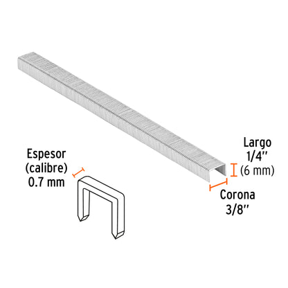 GRANEU-3/8-6 Grapas para grapadora neumática ENEU-3/8, 6mm, 5,000 pzas