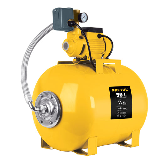 HIDR-1/2X50P Bomba hidroneumática 1/2 HP, 50 litros, Pretul