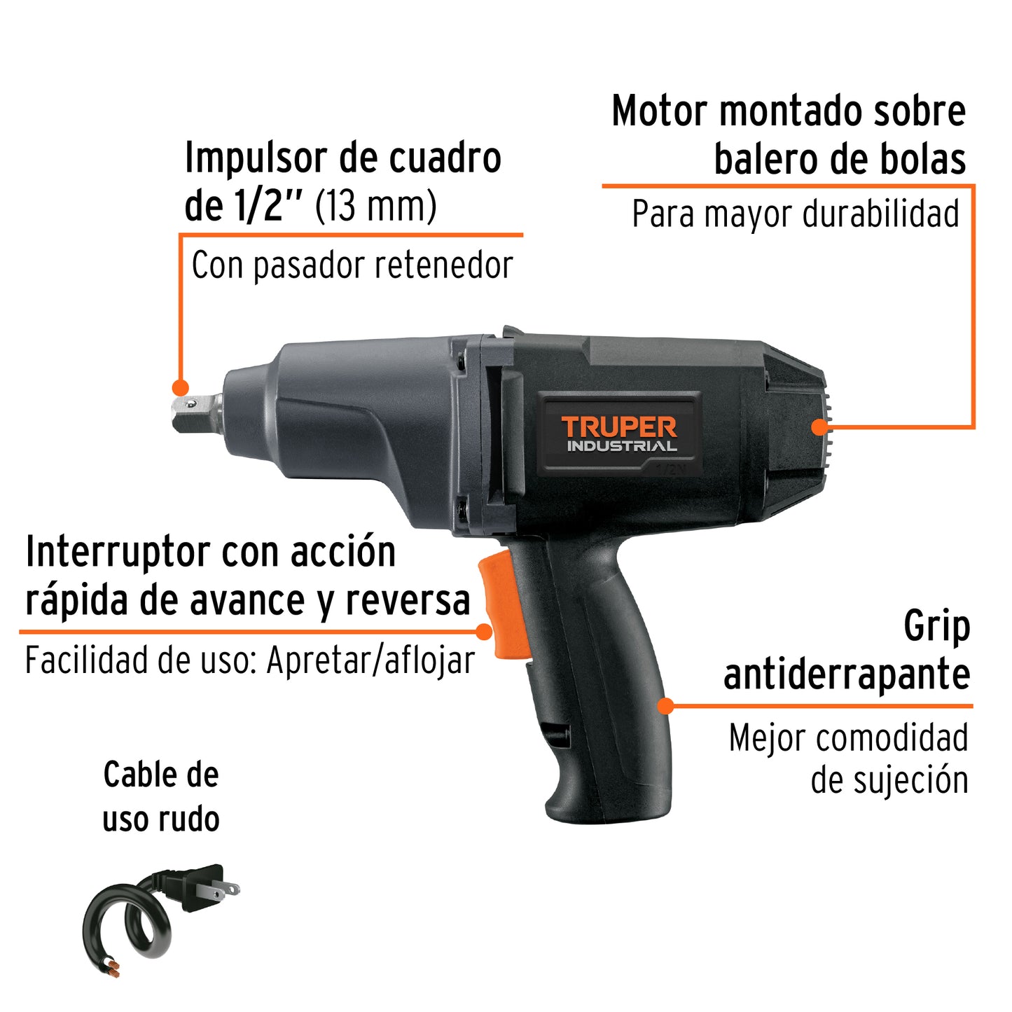 IMP-1/2N Llave de impacto Industrial 1/2", 900W