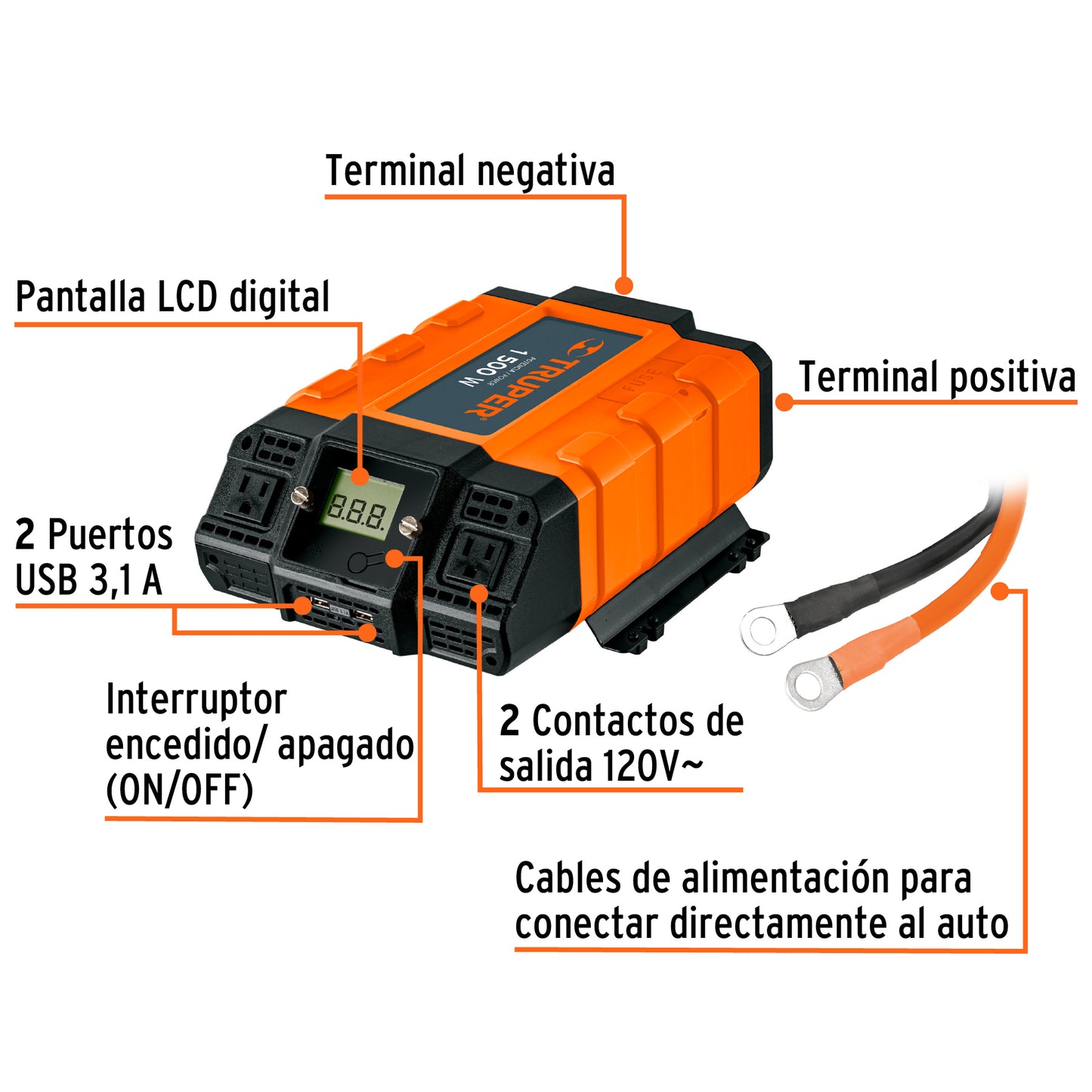 INCO-1500 Inversor de corriente 1500 watts