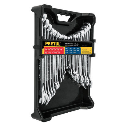 J-2022MP Juego de llaves combinadas, 22 piezas, std y mm, Pretul