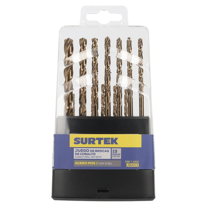 JBAV13 Juego de brocas HSS M35 cobaltadas 13 piezas