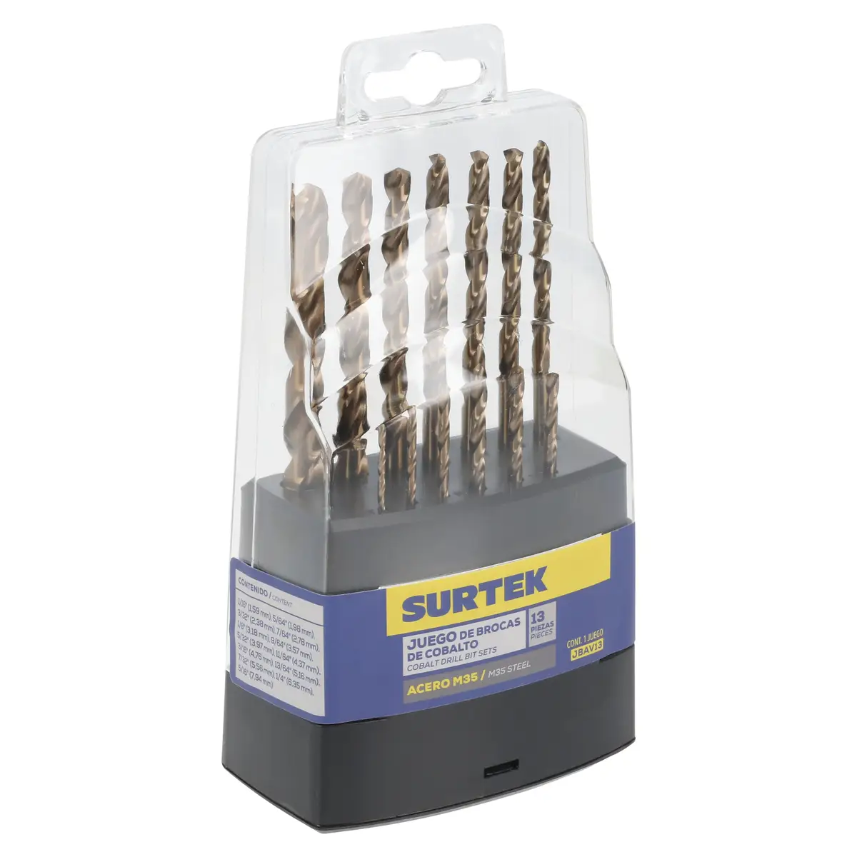 JBAV13 Juego de brocas HSS M35 cobaltadas 13 piezas