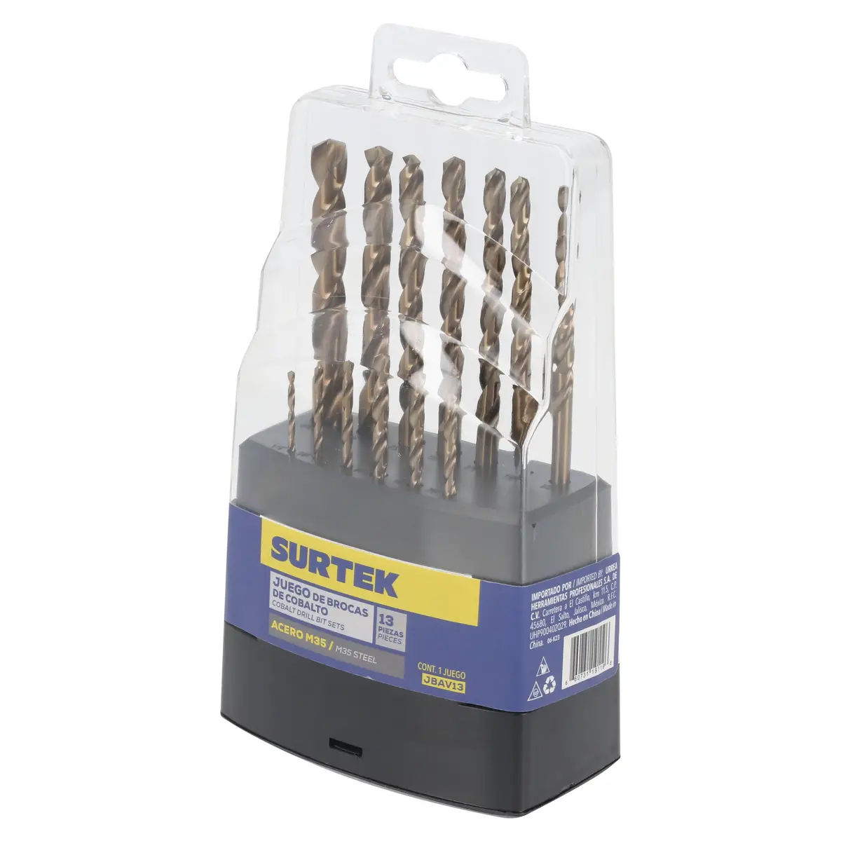 JBAV13 Juego de brocas HSS M35 cobaltadas 13 piezas