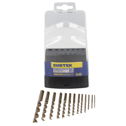 JBAV13 Juego de brocas HSS M35 cobaltadas 13 piezas