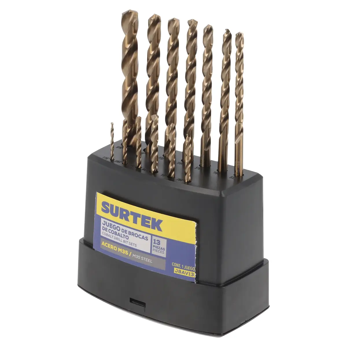 JBAV13 Juego de brocas HSS M35 cobaltadas 13 piezas