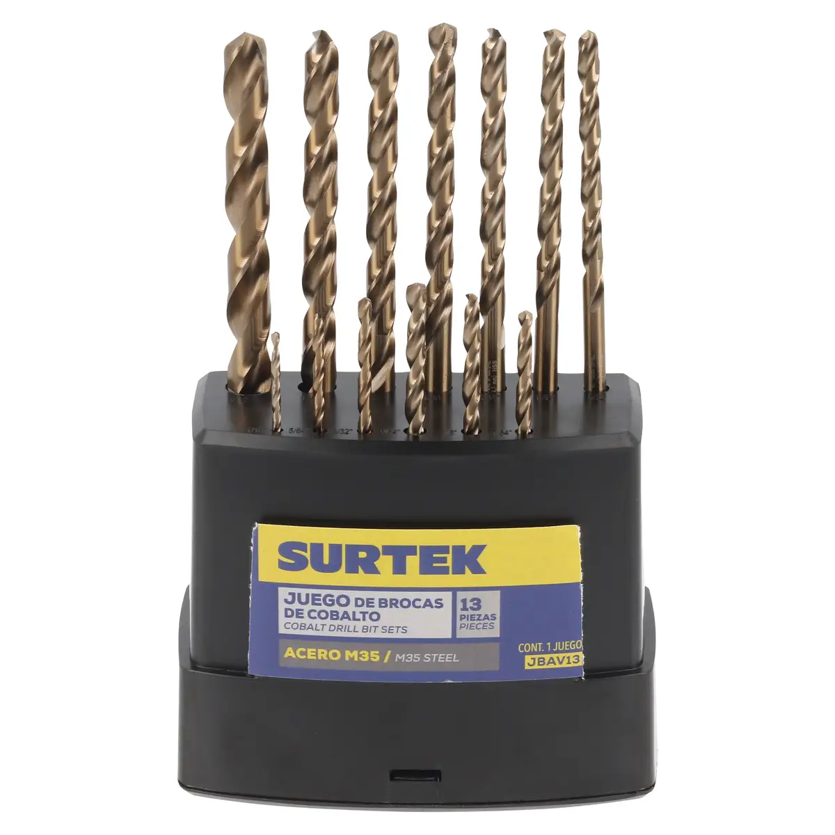 JBAV13 Juego de brocas HSS M35 cobaltadas 13 piezas
