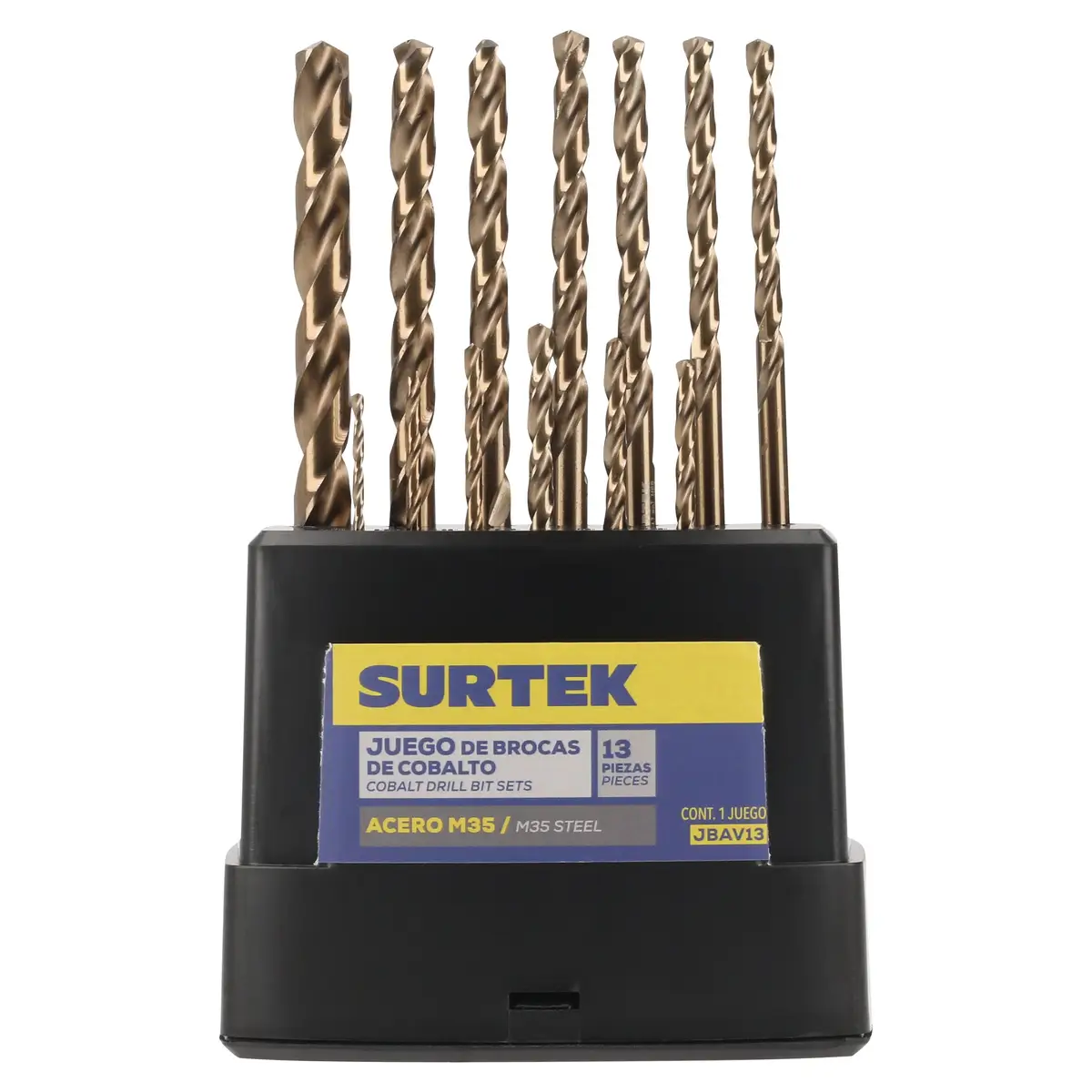 JBAV13 Juego de brocas HSS M35 cobaltadas 13 piezas
