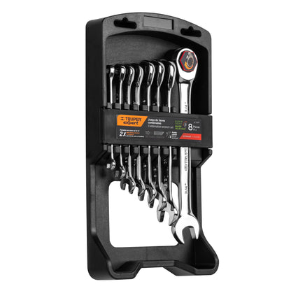JC-8XP Juego de 8 llaves en pulgadas pulidas con ratchet, Truper Expert