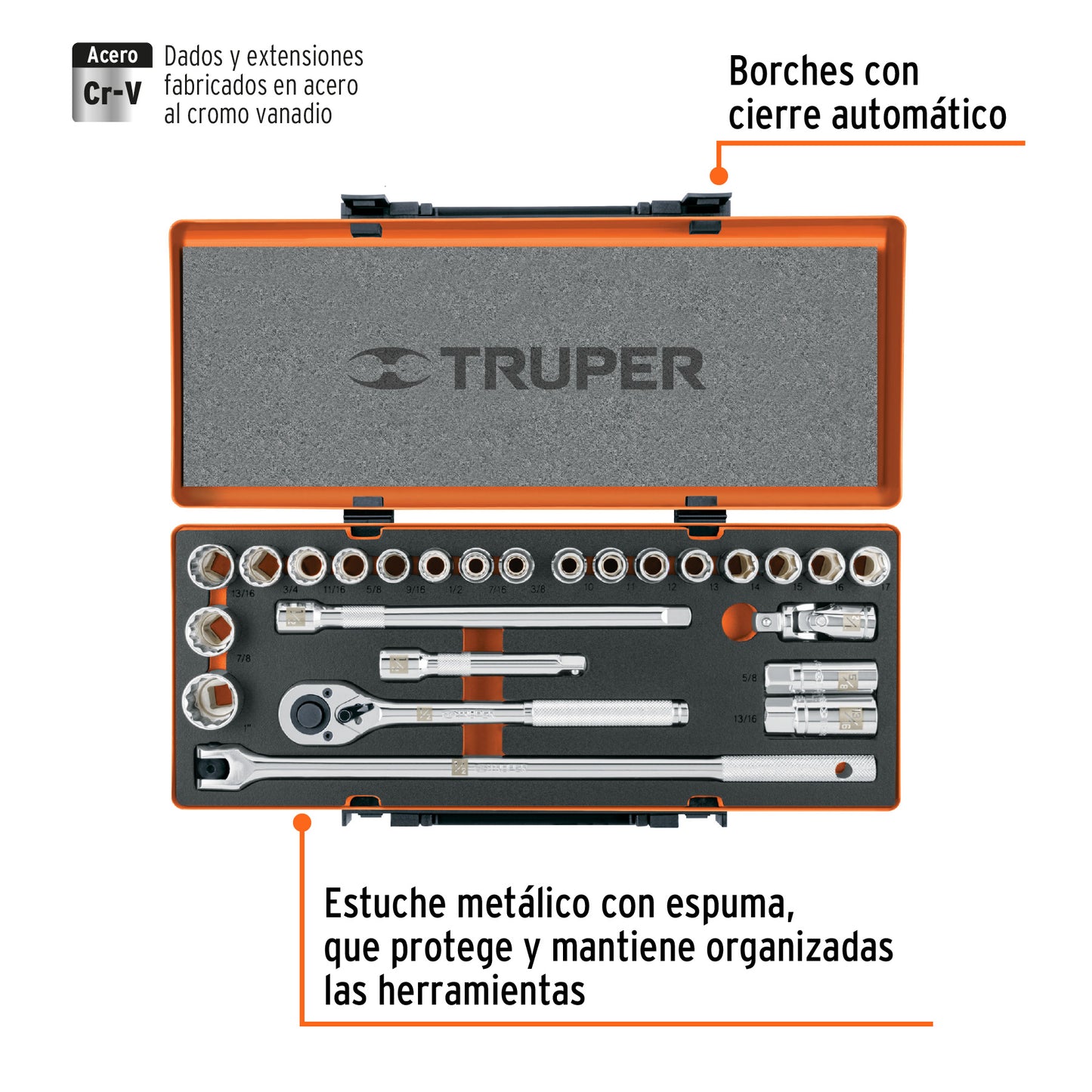 JD-1/2X26MP Juego de mecánico mixto, mando 1/2', 25 piezas