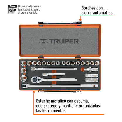 JD-1/2X26MP Juego de mecánico mixto, mando 1/2', 25 piezas