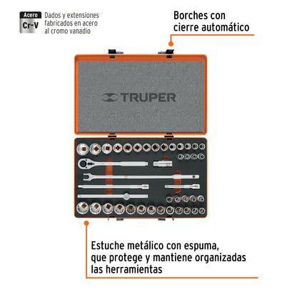 JD-1/2X42MP Juego de mecánico mixto, mando 1/2', 42 piezas