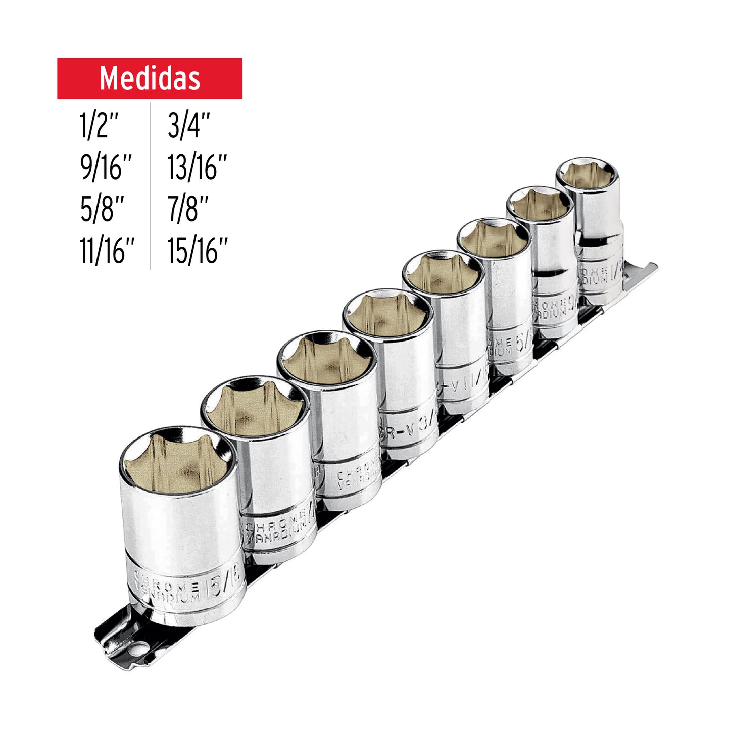 JD-1/2X9SAE-P Juego de copas, mando 1/2", 9 piezas, Pretul