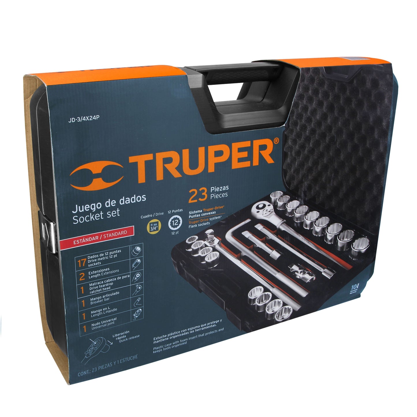 JD-3/4X24P Juego de herramienta para mecánico, std, 23 piezas
