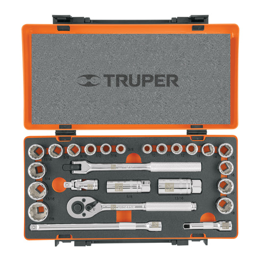 JD-3/8X26MP Juego de mecánico mixto, mando 3/8', 25 piezas