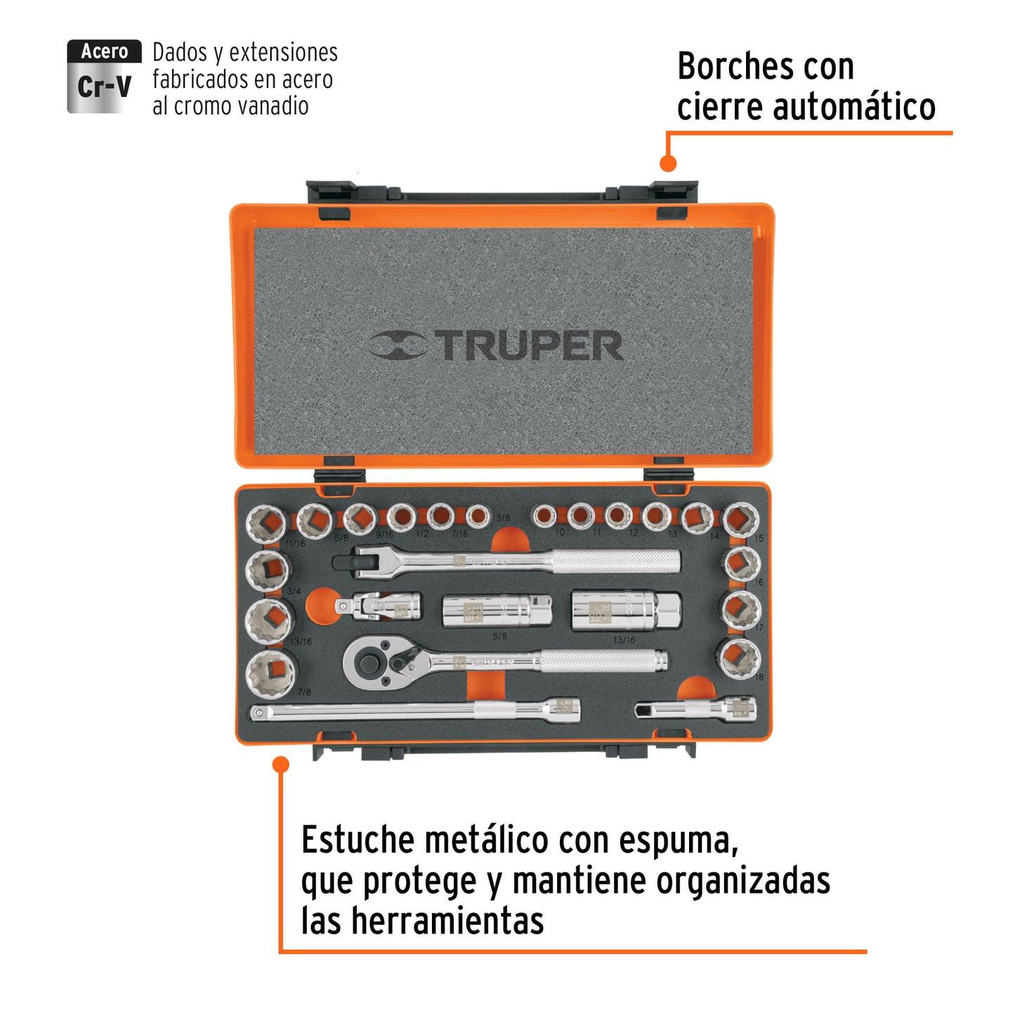 JD-3/8X26MP Juego de mecánico mixto, mando 3/8', 25 piezas