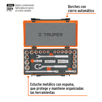 JD-3/8X26MP Juego de mecánico mixto, mando 3/8', 25 piezas