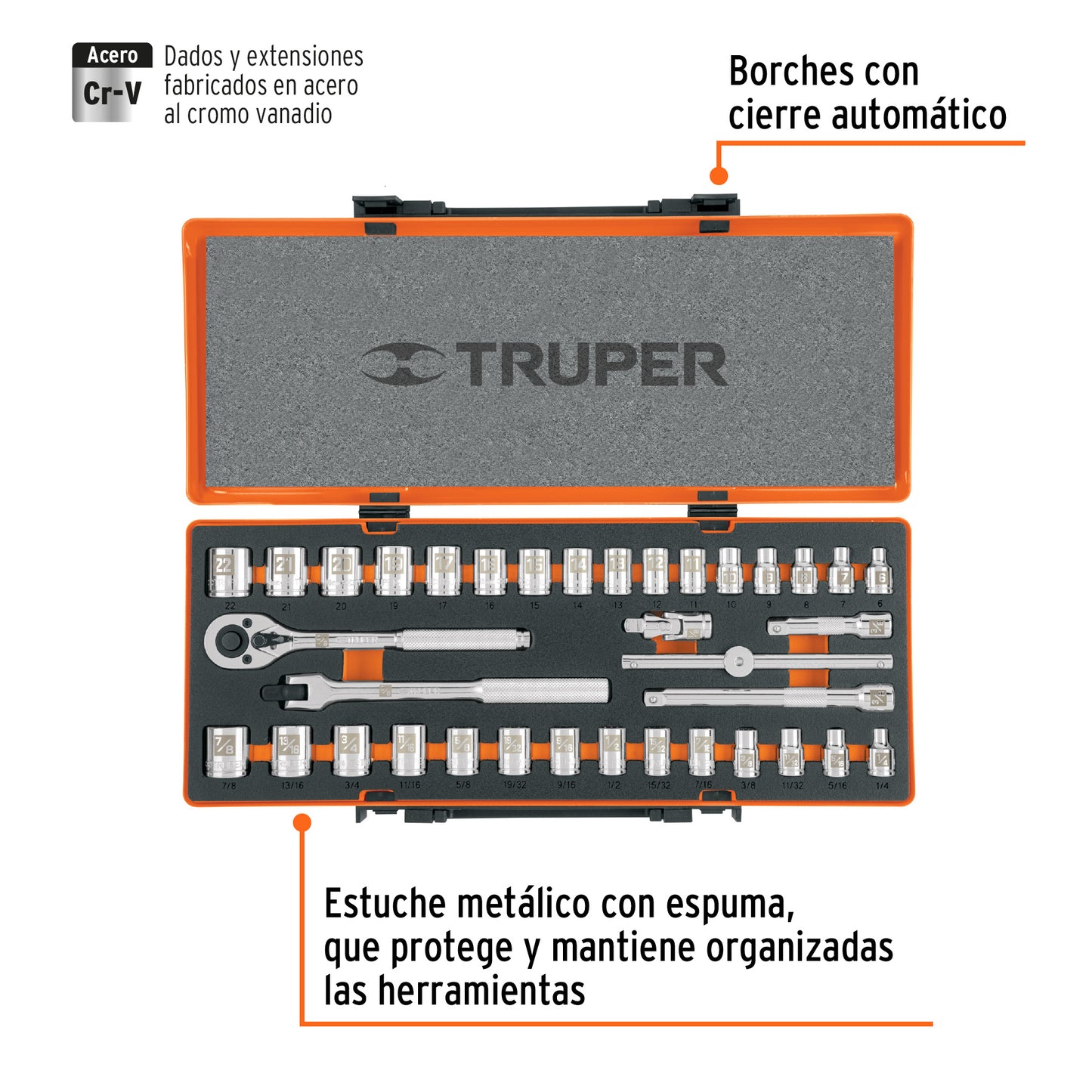 JD-3/8X36MP Juego de mecánico mixto, mando 3/8', 36 piezas
