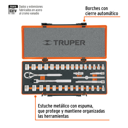 JD-3/8X36MP Juego de mecánico mixto, mando 3/8', 36 piezas