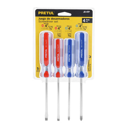 JD-4TP Juego de destornilladores, 4 piezas, mango PVC, Pretul