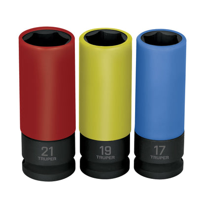JDI-1/2X3MP Jgo 3 dados largos impacto,mm,6p, protec plástica,cuadro 1/2"