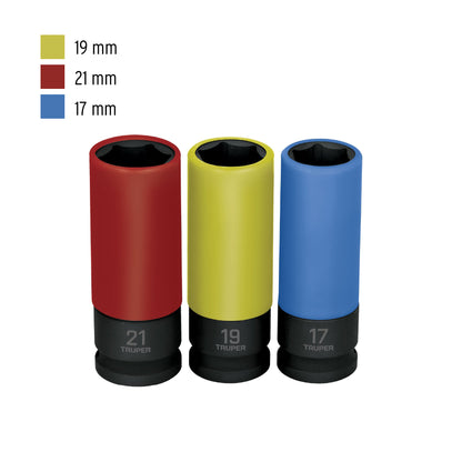 JDI-1/2X3MP Jgo 3 dados largos impacto,mm,6p, protec plástica,cuadro 1/2"