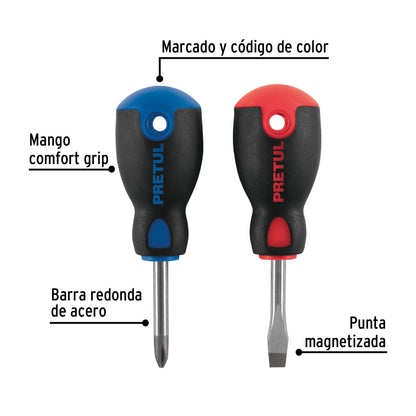 JDT-2BP Dúo destornilladores, tipo tatamaco, 2 pzas,Comfort Grip, Pretul