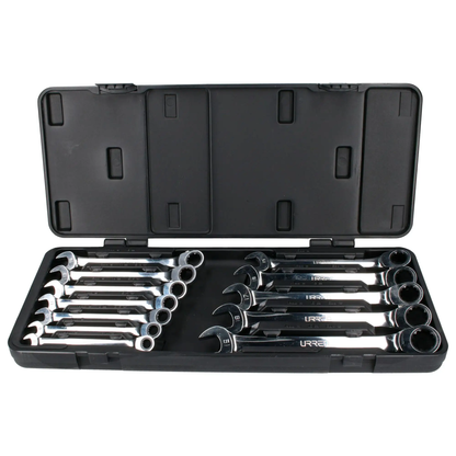 JLMC12MR Juego de llaves combinadas con ratchet spline 12 piezas 8 a 19 mm en caja, uso pesado, Urrea