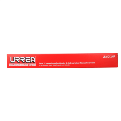JLMC12MR Juego de llaves combinadas con ratchet spline 12 piezas 8 a 19 mm en caja, uso pesado, Urrea