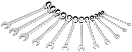 JLMC12MR Juego de llaves combinadas con ratchet spline 12 piezas 8 a 19 mm en caja, uso pesado, Urrea