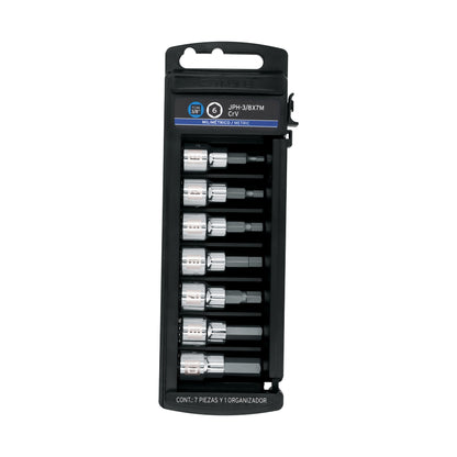 JPH-3/8X7M Juego de copas, punta hexagonal, mando 3/8", 7 piezas, mm