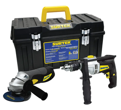 JPS01 Combo pulidora 4-1/2" 720W + taladro 1/2" 810W con caja de herramientas, uso profesional