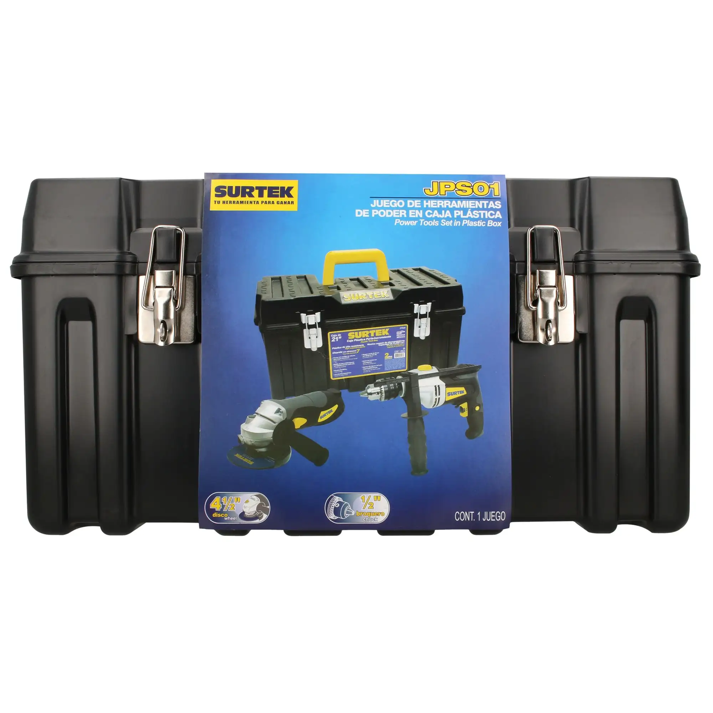 JPS01 Combo pulidora 4-1/2" 720W + taladro 1/2" 810W con caja de herramientas, uso profesional