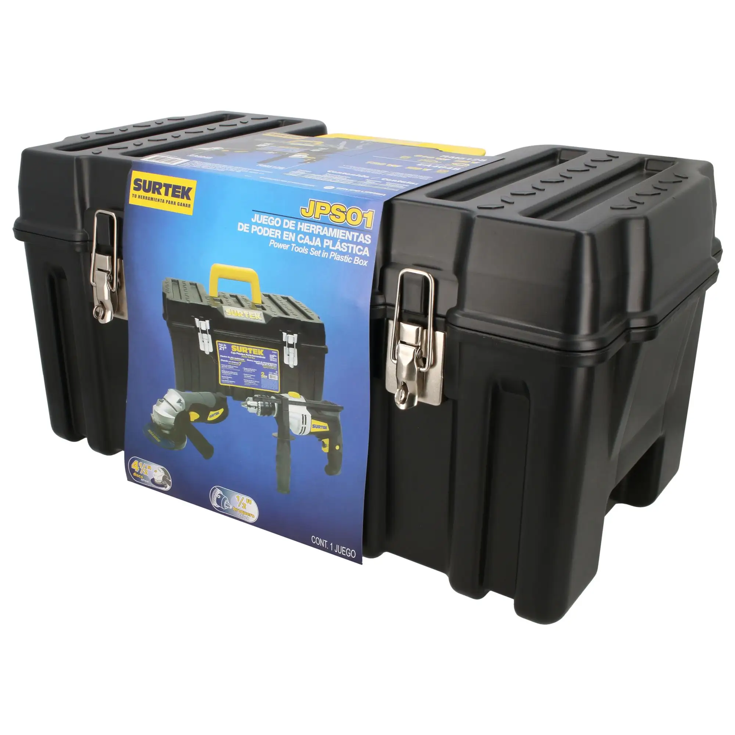 JPS01 Combo pulidora 4-1/2" 720W + taladro 1/2" 810W con caja de herramientas, uso profesional