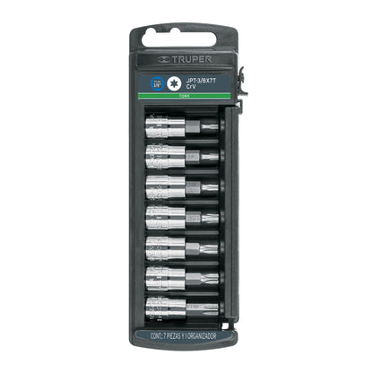 JPT-3/8X7T Juego de copas, punta torx, mando 3/8", 7 piezas