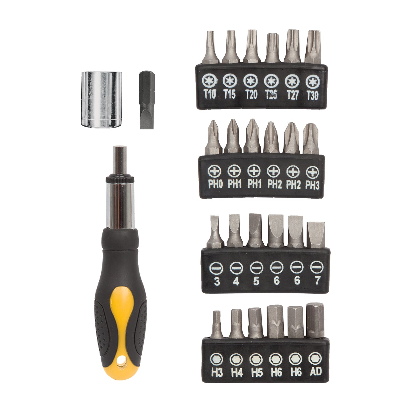 JUDA-39P Juego de ratchet, copas y puntas, 39 piezas, Pretul