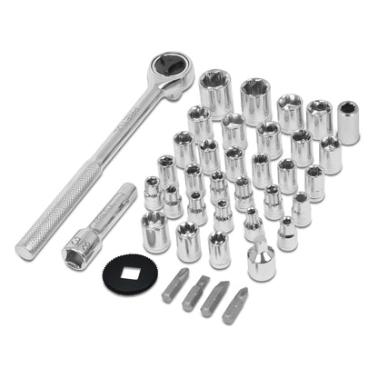JUDA-40PB Juego de ratchet, copas y puntas mando 1/4, 3/8 y 1", 40 pzas, Pretul