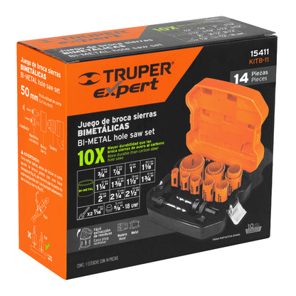 KITB-11 Juego de brocasierras bimetálicas, 13 piezas, Truper Expert
